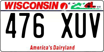 WI license plate 476XUV