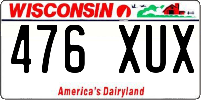 WI license plate 476XUX