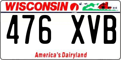 WI license plate 476XVB