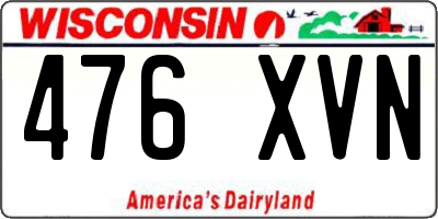 WI license plate 476XVN