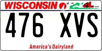 WI license plate 476XVS