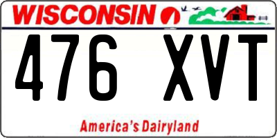 WI license plate 476XVT