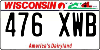 WI license plate 476XWB