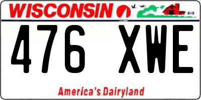 WI license plate 476XWE
