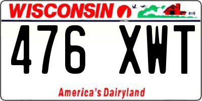 WI license plate 476XWT