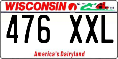 WI license plate 476XXL