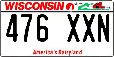 WI license plate 476XXN