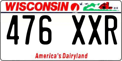 WI license plate 476XXR