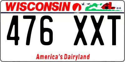 WI license plate 476XXT