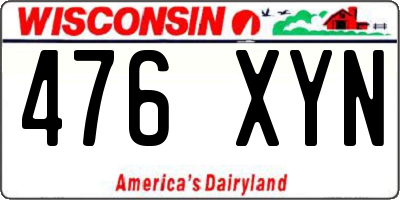 WI license plate 476XYN