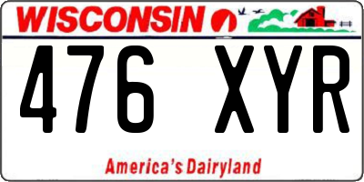WI license plate 476XYR