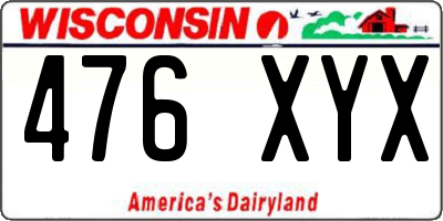 WI license plate 476XYX
