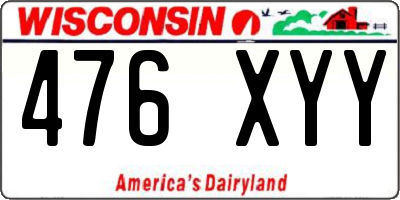 WI license plate 476XYY