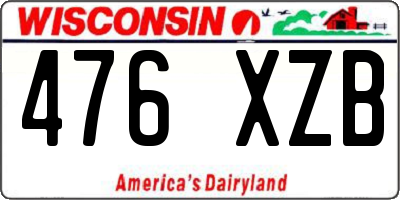 WI license plate 476XZB