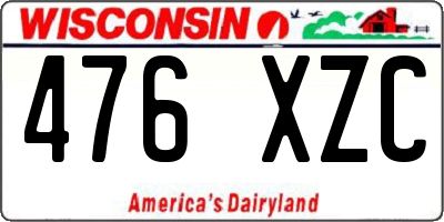 WI license plate 476XZC