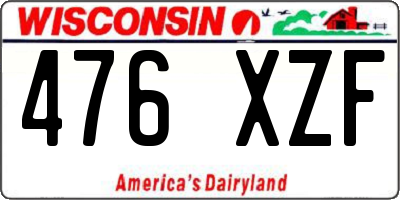 WI license plate 476XZF