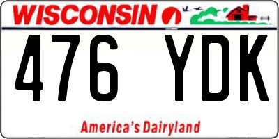 WI license plate 476YDK