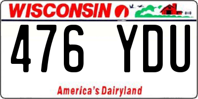 WI license plate 476YDU