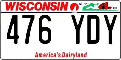 WI license plate 476YDY