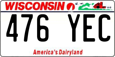 WI license plate 476YEC