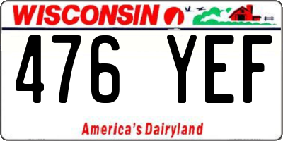 WI license plate 476YEF