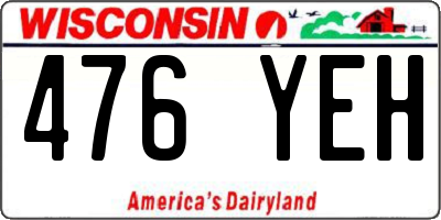 WI license plate 476YEH