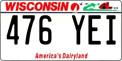 WI license plate 476YEI