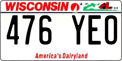 WI license plate 476YEO