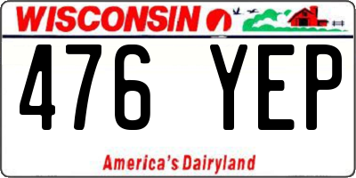 WI license plate 476YEP