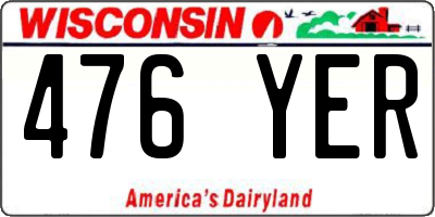 WI license plate 476YER