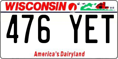 WI license plate 476YET