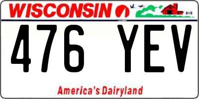 WI license plate 476YEV