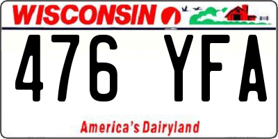 WI license plate 476YFA