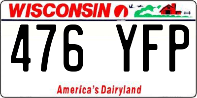 WI license plate 476YFP