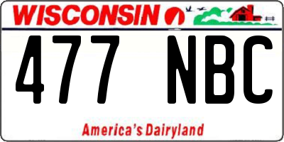 WI license plate 477NBC