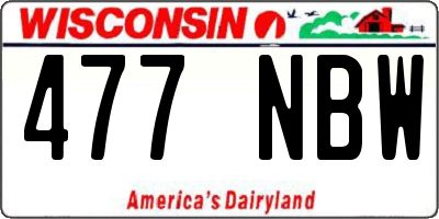 WI license plate 477NBW