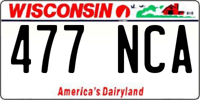 WI license plate 477NCA