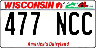 WI license plate 477NCC