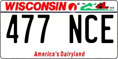 WI license plate 477NCE