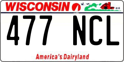 WI license plate 477NCL