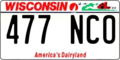 WI license plate 477NCO