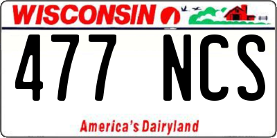 WI license plate 477NCS
