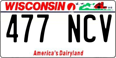 WI license plate 477NCV