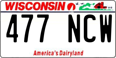 WI license plate 477NCW