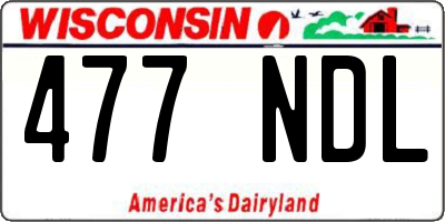 WI license plate 477NDL