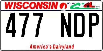 WI license plate 477NDP
