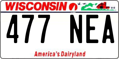 WI license plate 477NEA
