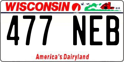 WI license plate 477NEB