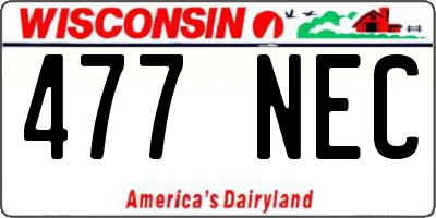 WI license plate 477NEC