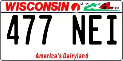 WI license plate 477NEI